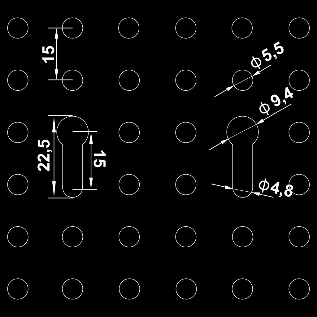Placas perfuradas de parede 3 pcs 40x58 cm aço