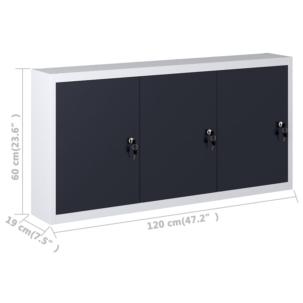 vidaXL Armário ferramentas parede industrial metal cinzento e preto