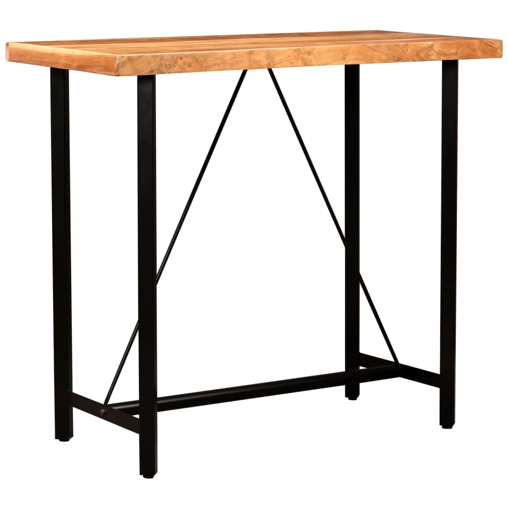 vidaXL 5 pcs conjunto de bar madeira maciça e couro genuíno