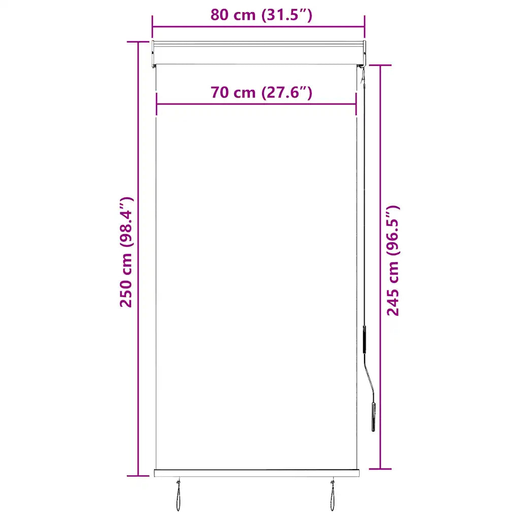 Estore de rolo para exterior 80x250 cm branco e