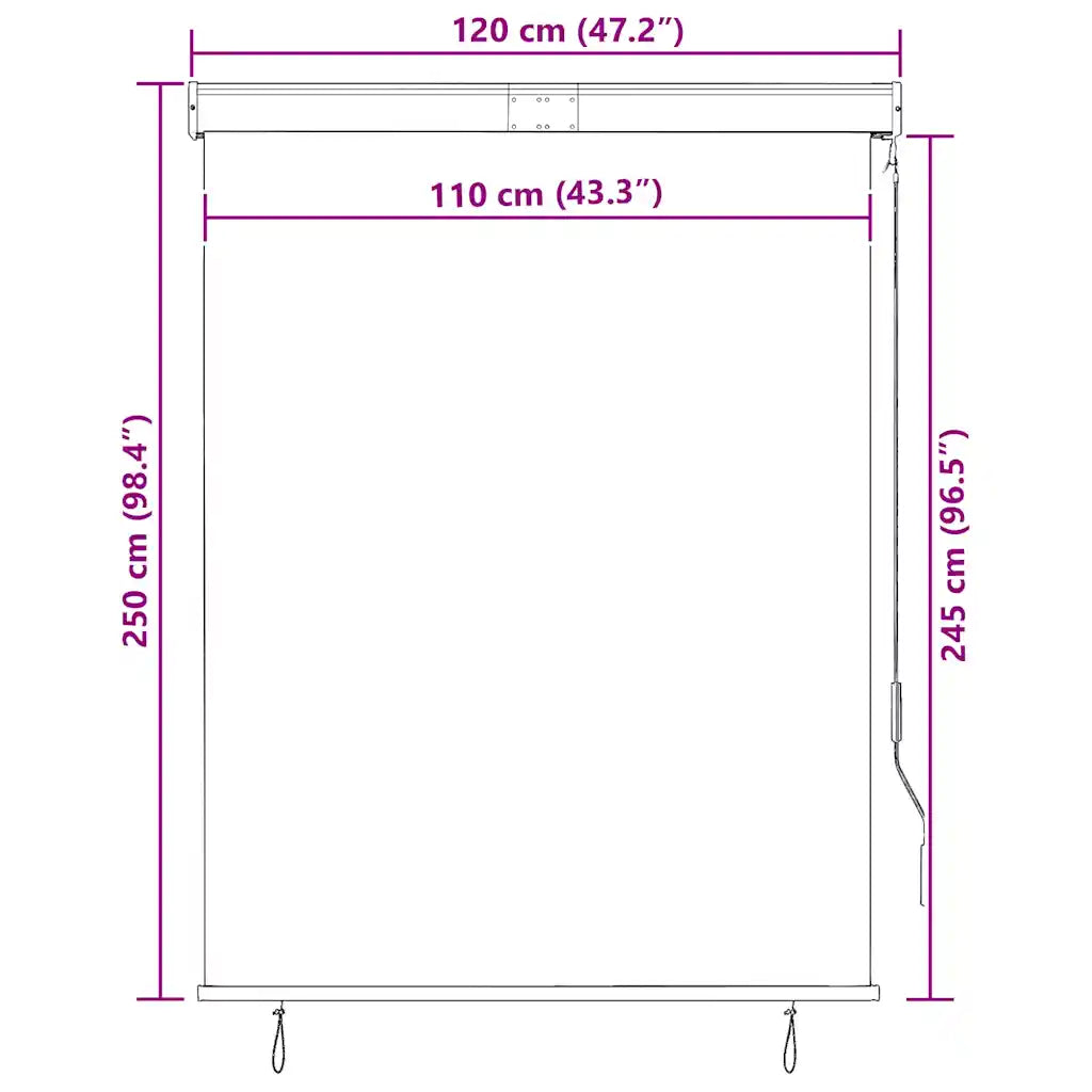 Estore de rolo para exterior 120x250 cm branco e