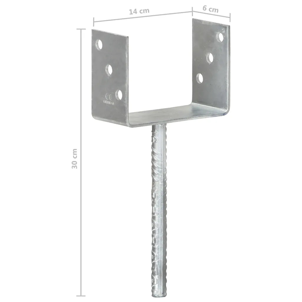 Âncoras de vedação 6 pcs 14x6x30 cm aço galvanizado prateado