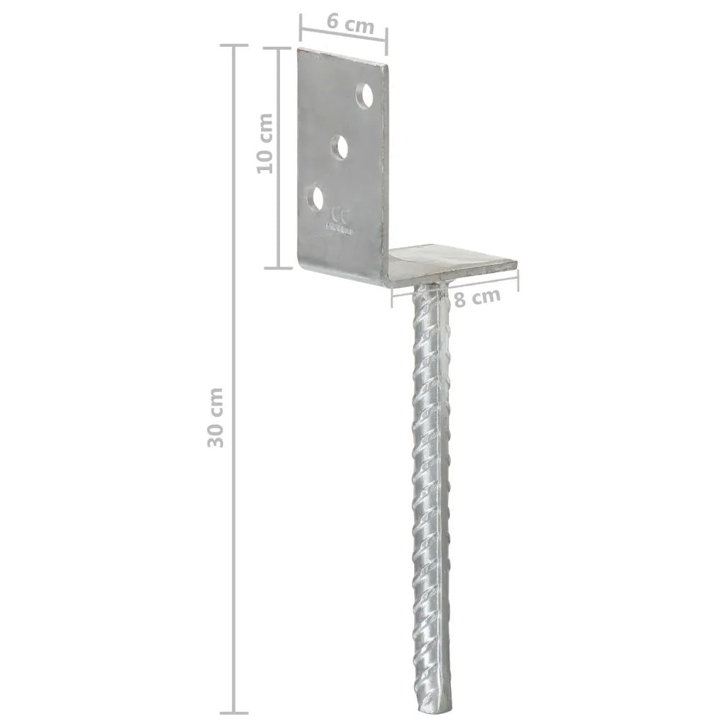Âncoras de vedação 6 pcs 8x6x30 cm aço galvanizado prateado