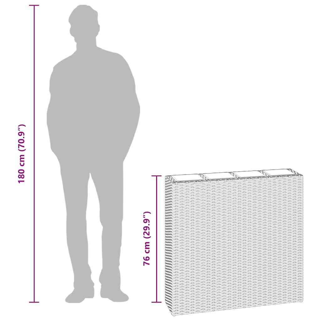 vidaXL Floreiras de jardim com 4 vasos 2 pcs vime PE cinzento