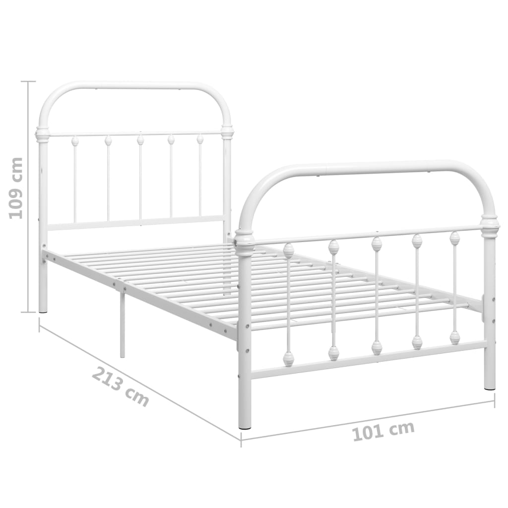 vidaXL Estrutura de cama 100x200 cm metal branco