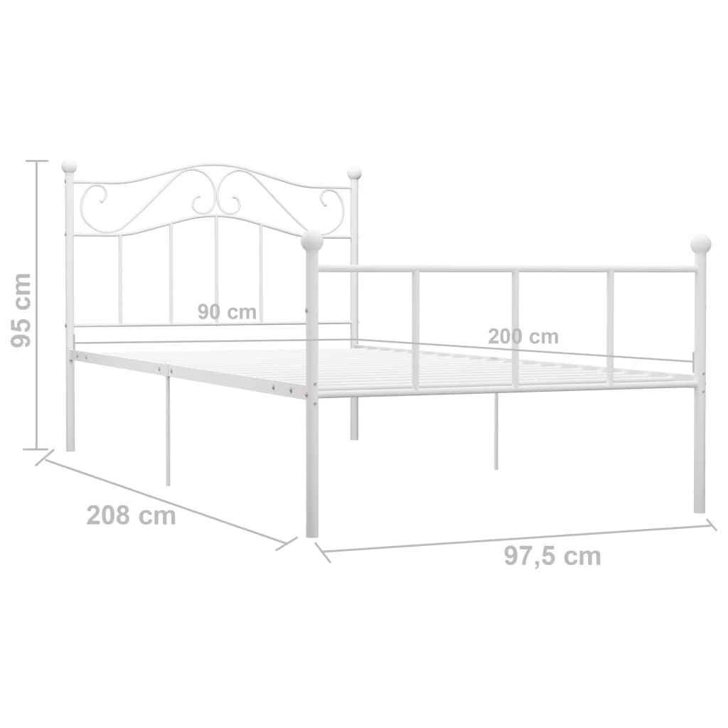 vidaXL Estrutura de cama metal 90x200 cm branco