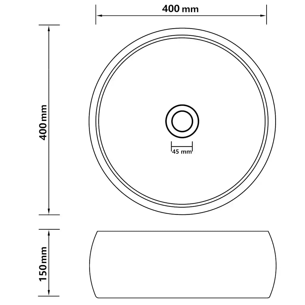 Lavatório luxuoso redondo 40x15 cm cerâmica mate