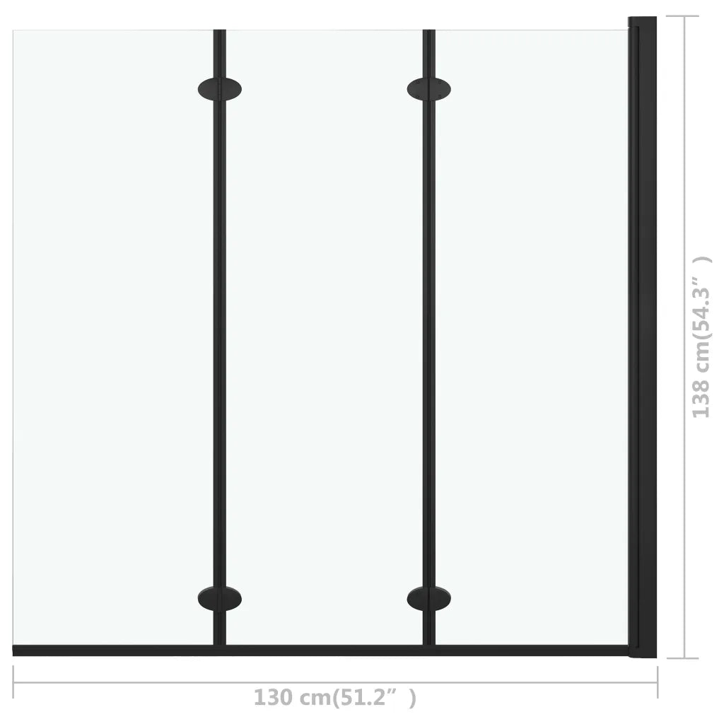 Divisória de chuveiro dobrável 3 painéis ESG 130x138 cm