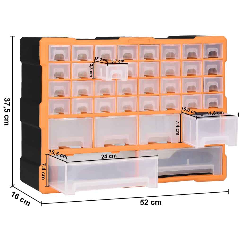 vidaXL Caixa organizadora com 38 gavetas 52x16x37,5 cm