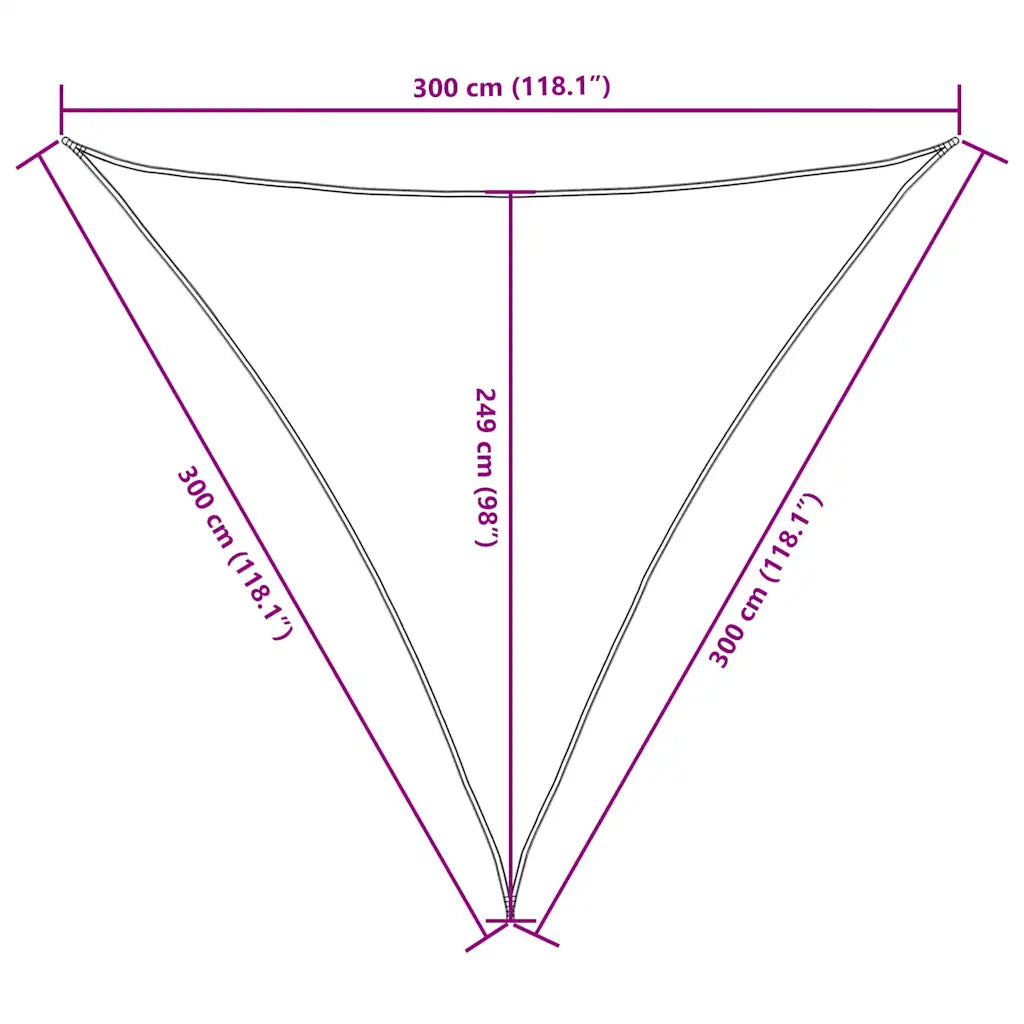 Para-sol estilo vela tecido oxford triangular 3x3x3 m
