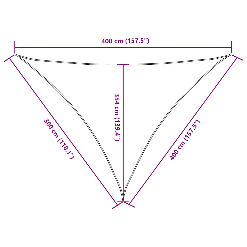 Para-sol estilo vela tecido oxford triangular 3x4x4 m