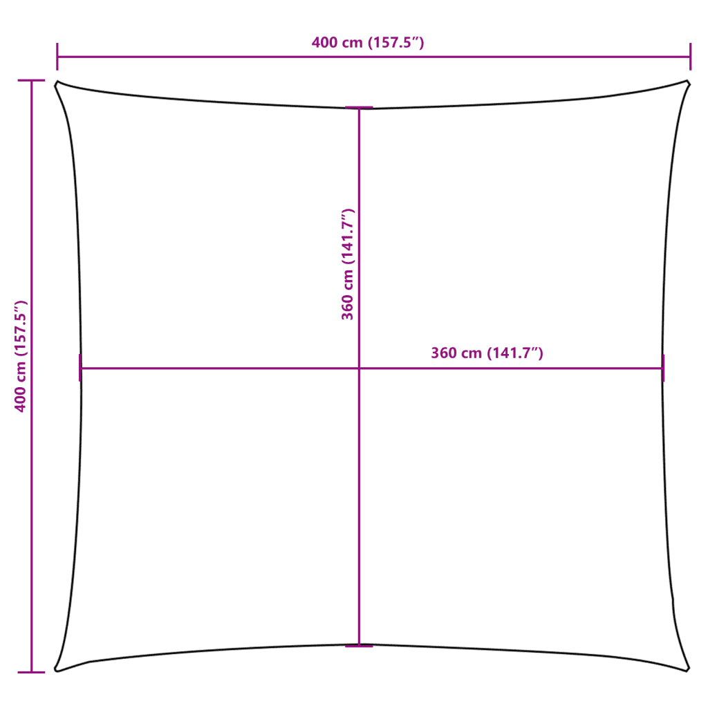 Para-sol estilo vela tecido oxford quadrado 4x4 m