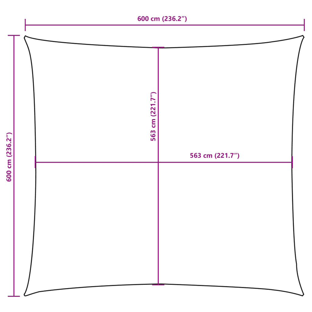 Para-sol estilo vela tecido oxford quadrado 6x6 m