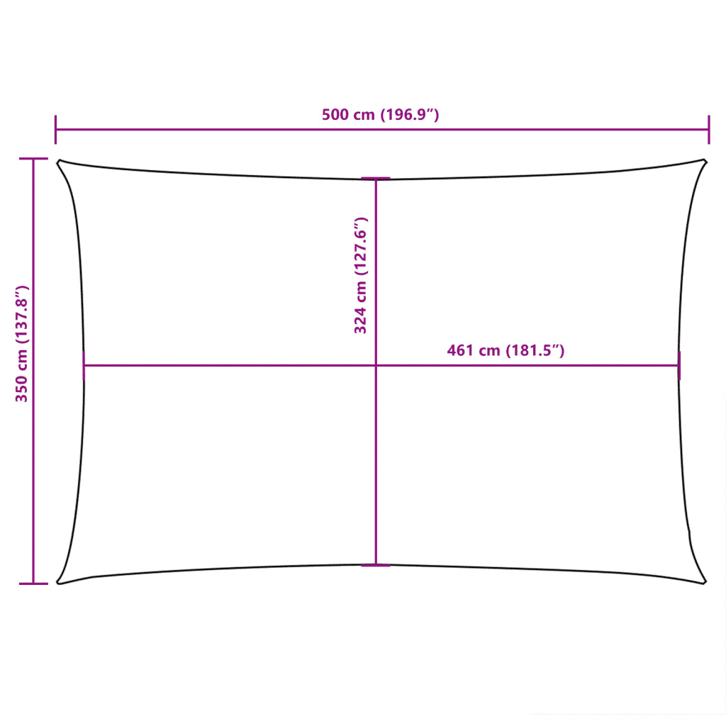 Para-sol estilo vela tecido oxford retangular 3,5x5 m