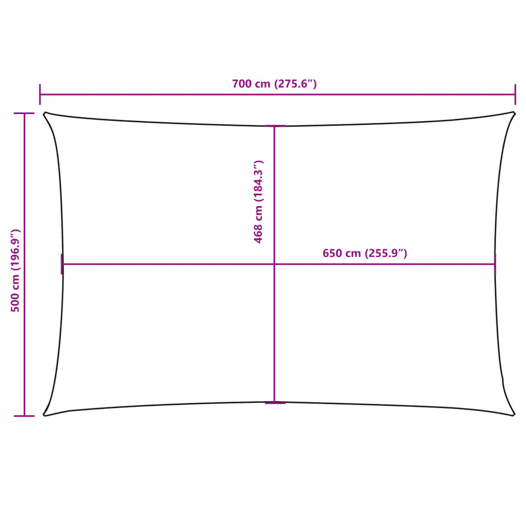 Para-sol estilo vela tecido oxford retangular 5x7 m