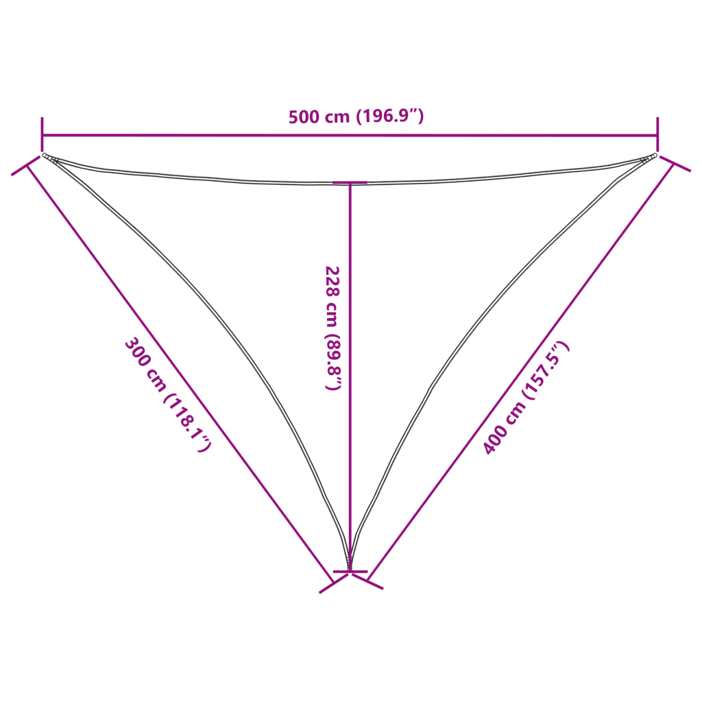 Para-sol estilo vela tecido oxford triangular 3x4x5 m