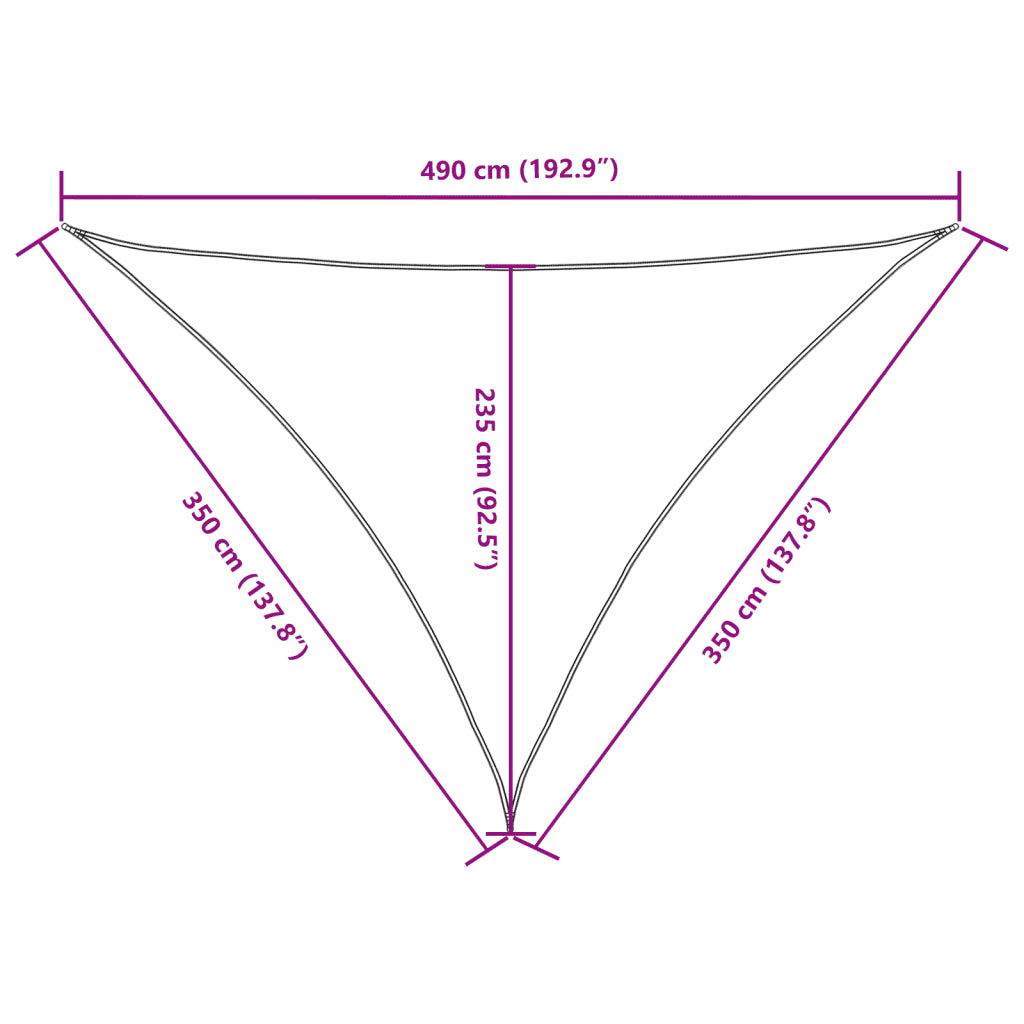 Para-sol tecido oxford triangular 3,5x3,5x4,9 m