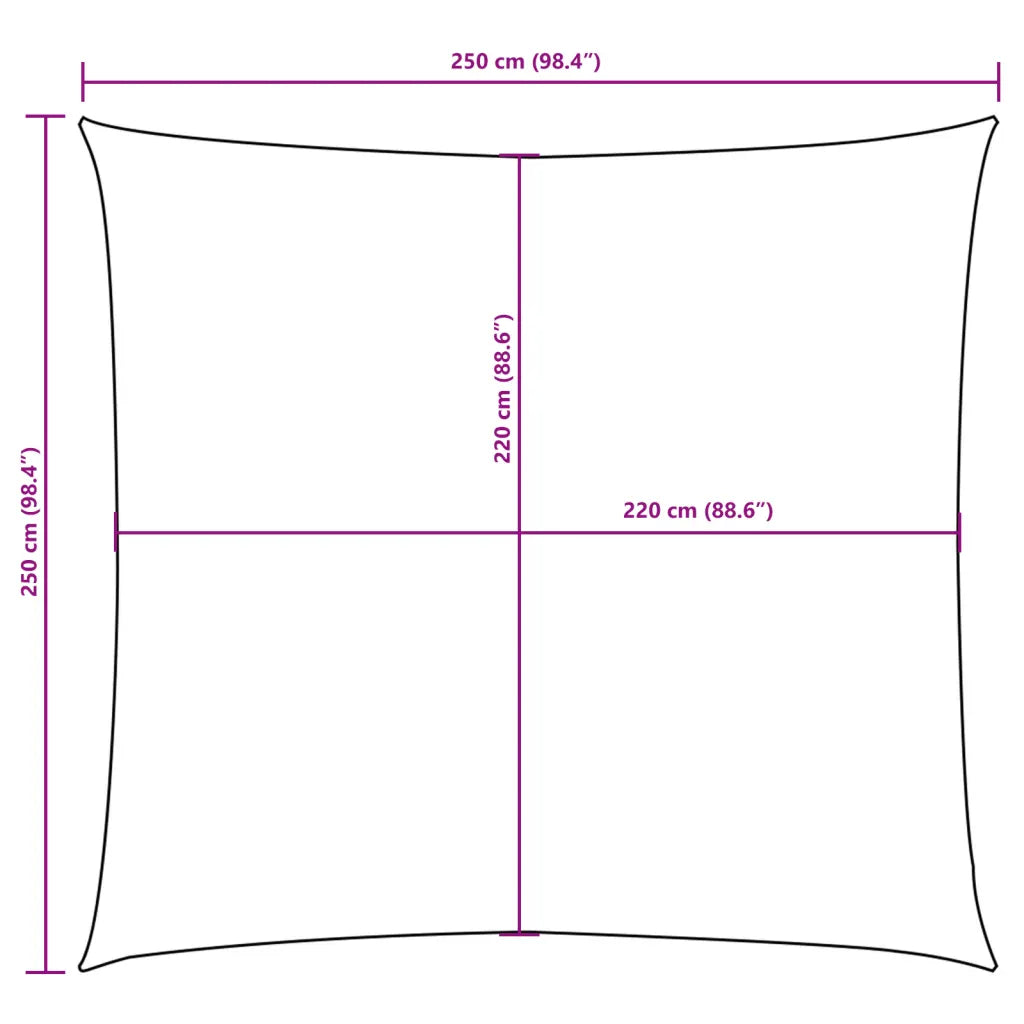 Para-sol vela tecido oxford quadrado 2,5x2,5 m