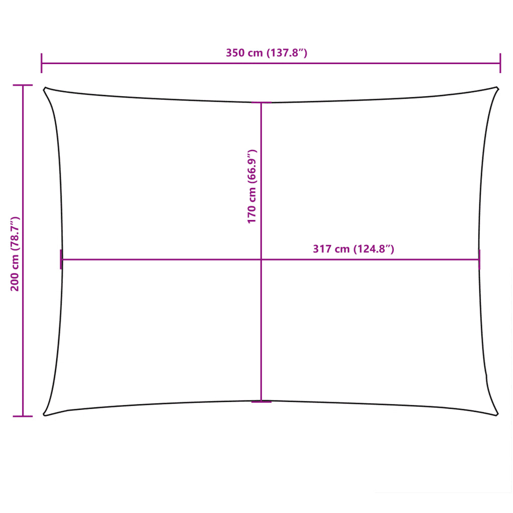 Para-sol estilo vela tecido oxford retangular 2x3,5 m cor