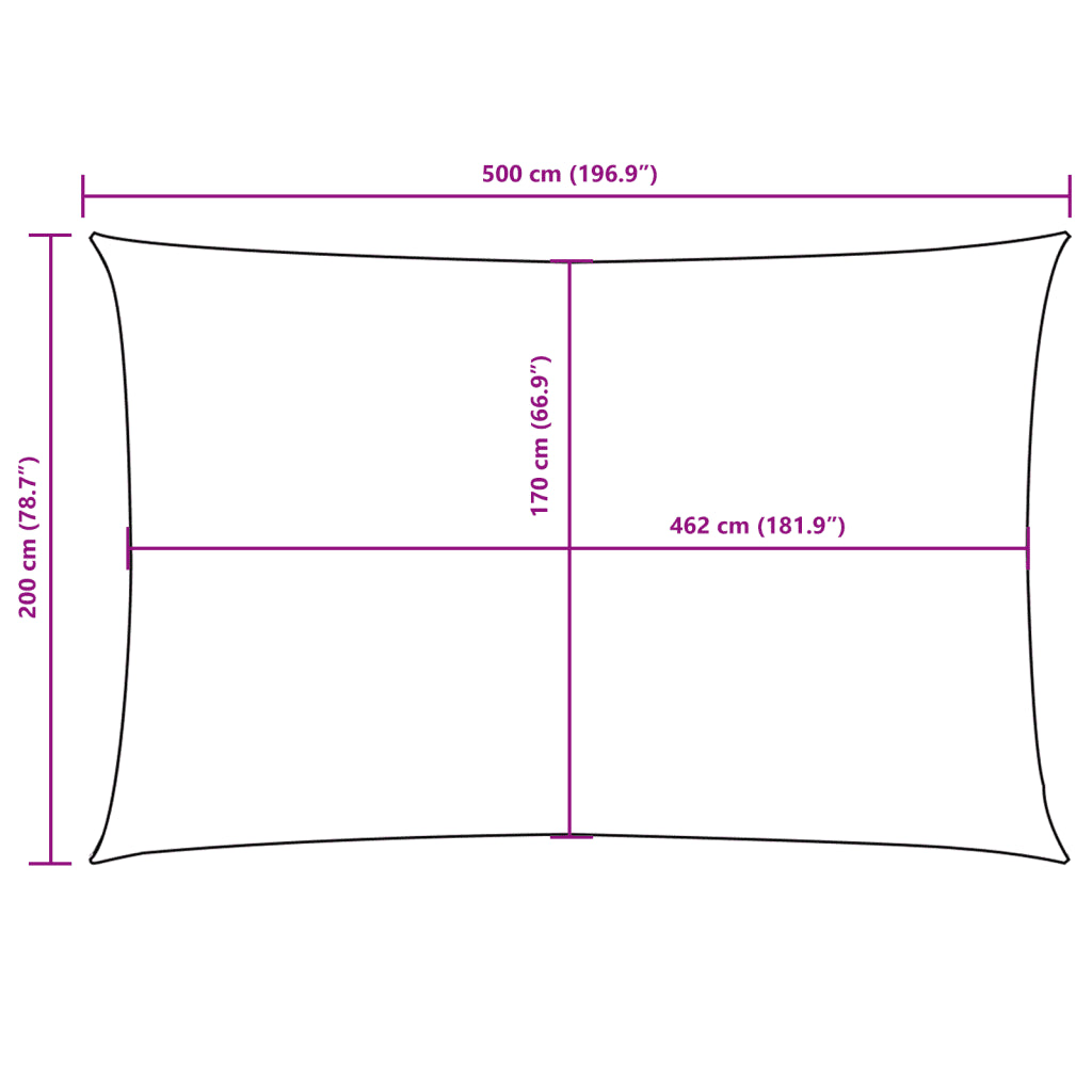 Para-sol tecido oxford retangular 2x5 m