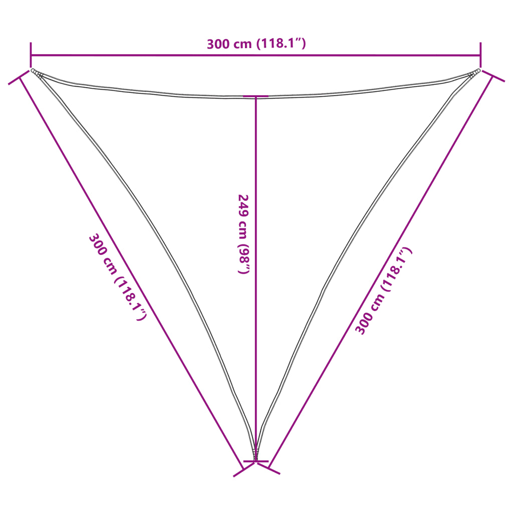 Para-sol estilo vela tecido oxford triangular 3x3x3 m cor