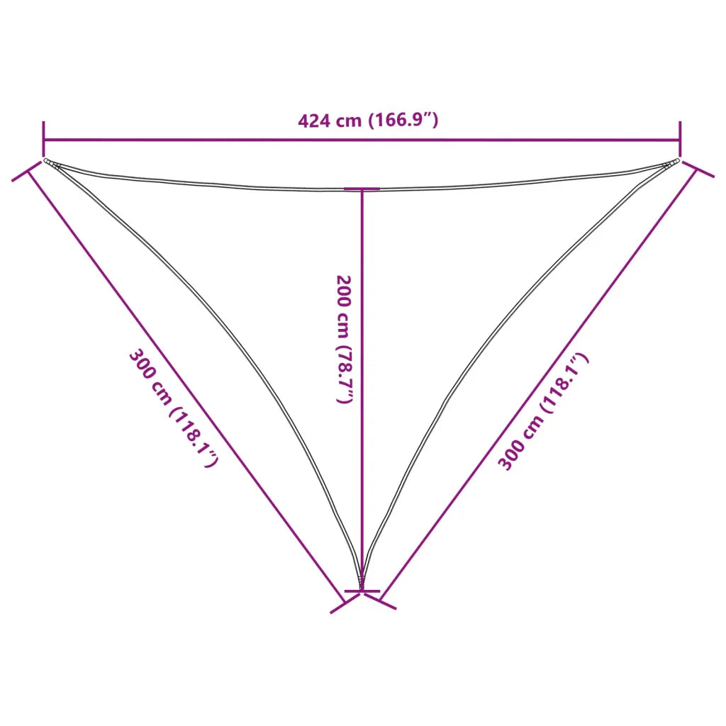 Para-sol estilo vela tecido oxford triangular 3x3x4,24 m