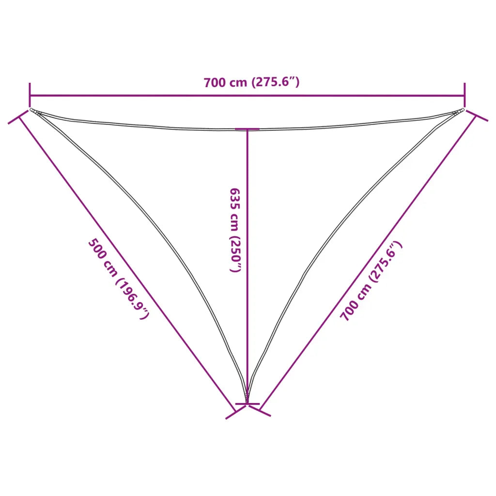 Para-sol estilo vela tecido oxford triangular 5x7x7 m cor