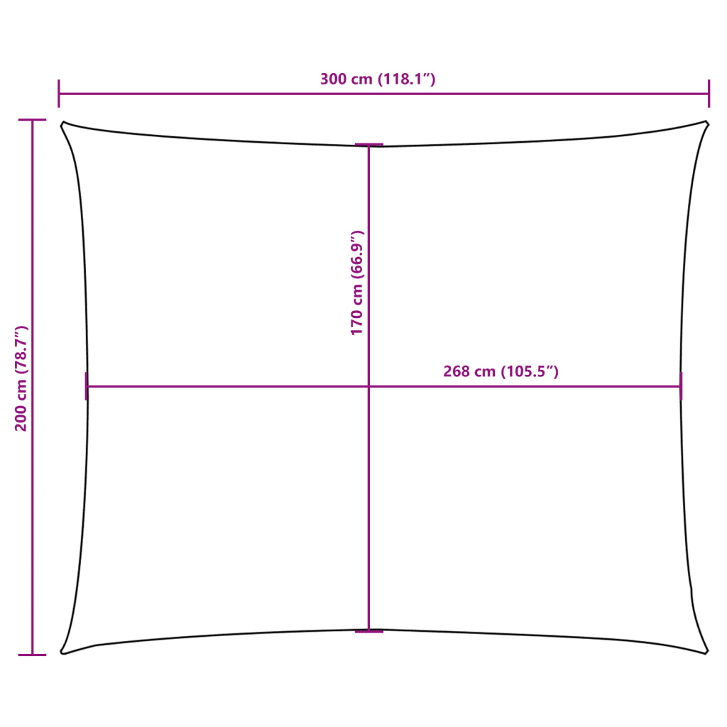 Para-sol tecido estilo vela oxford retangular 2x3 m