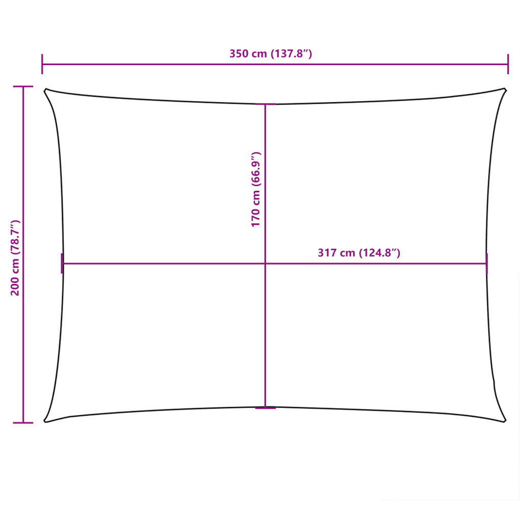 Para-sol estilo vela tecido oxford retangular 2x3,5 m