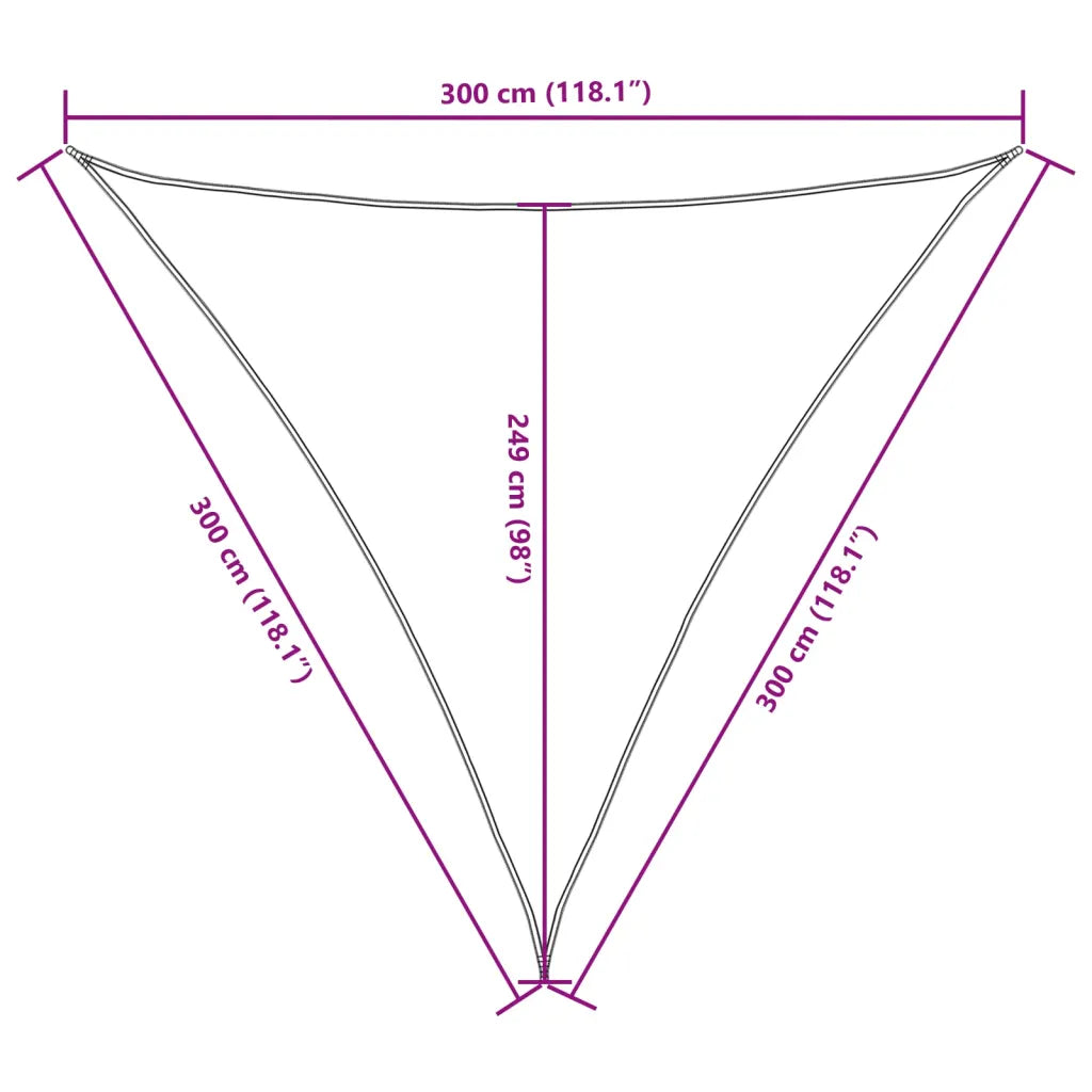 Para-sol estilo vela tecido oxford triangular 3x3x3 m