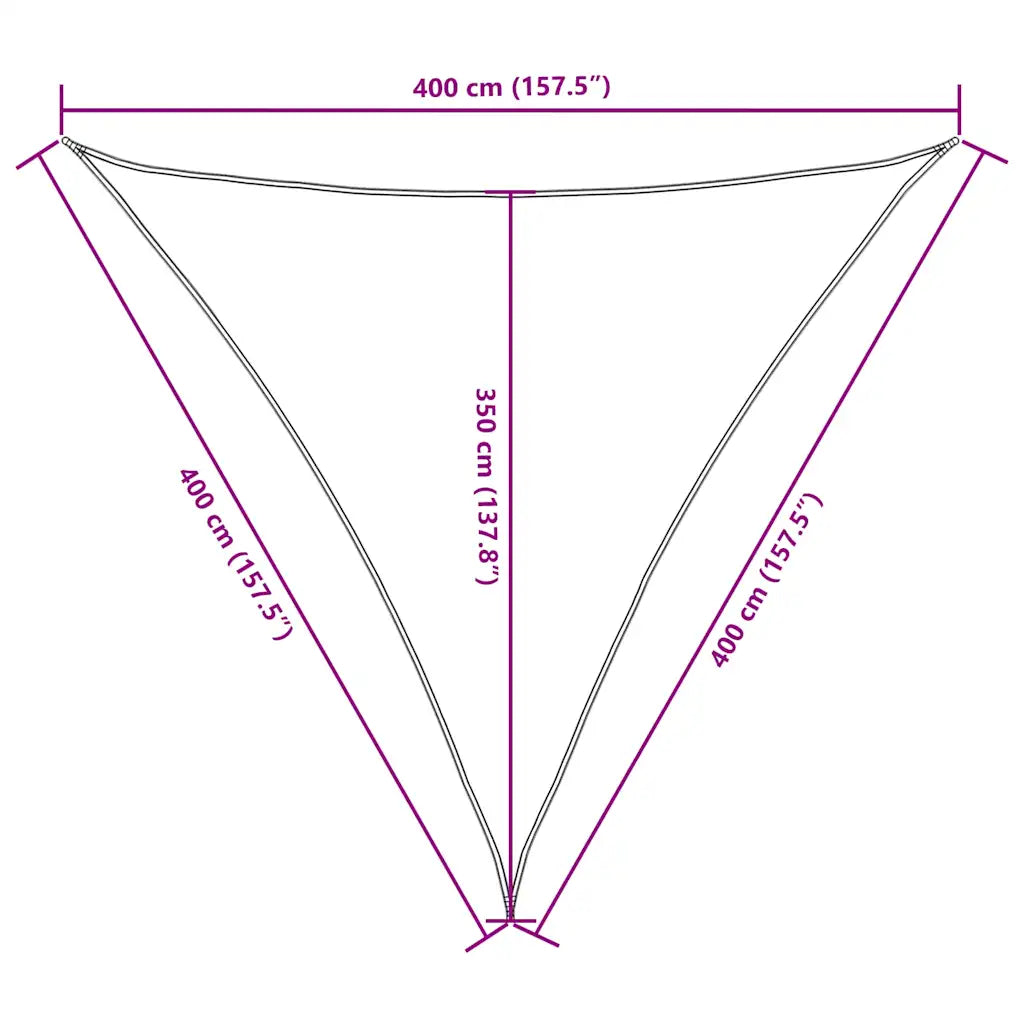 Para-sol estilo vela tecido oxford triangular 4x4x4 m