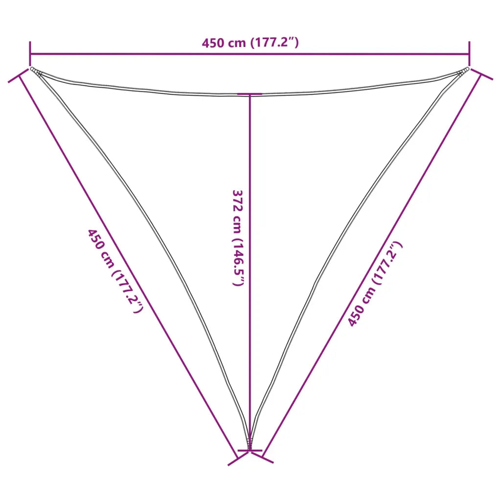 Para-sol est. vela tecido oxford triangular 4,5x4,5x4,5m