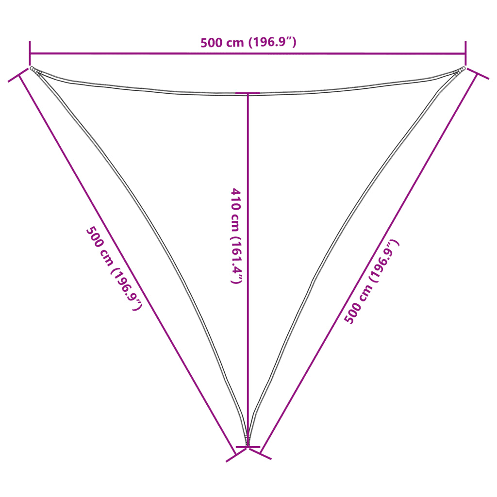 Para-sol estilo vela tecido oxford triangular 5x5x5 m