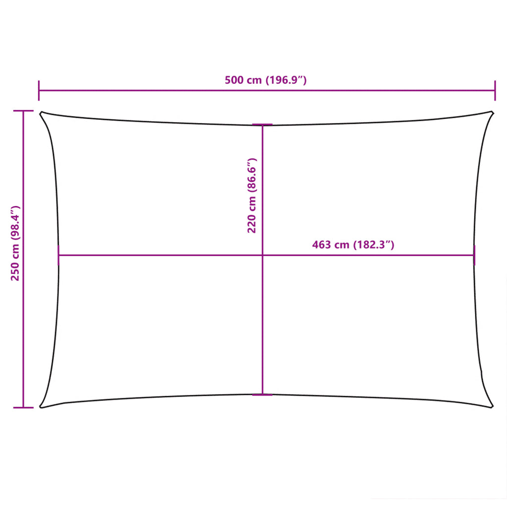 Para-sol est. vela tecido oxford retangular 2,5x5 m terracota