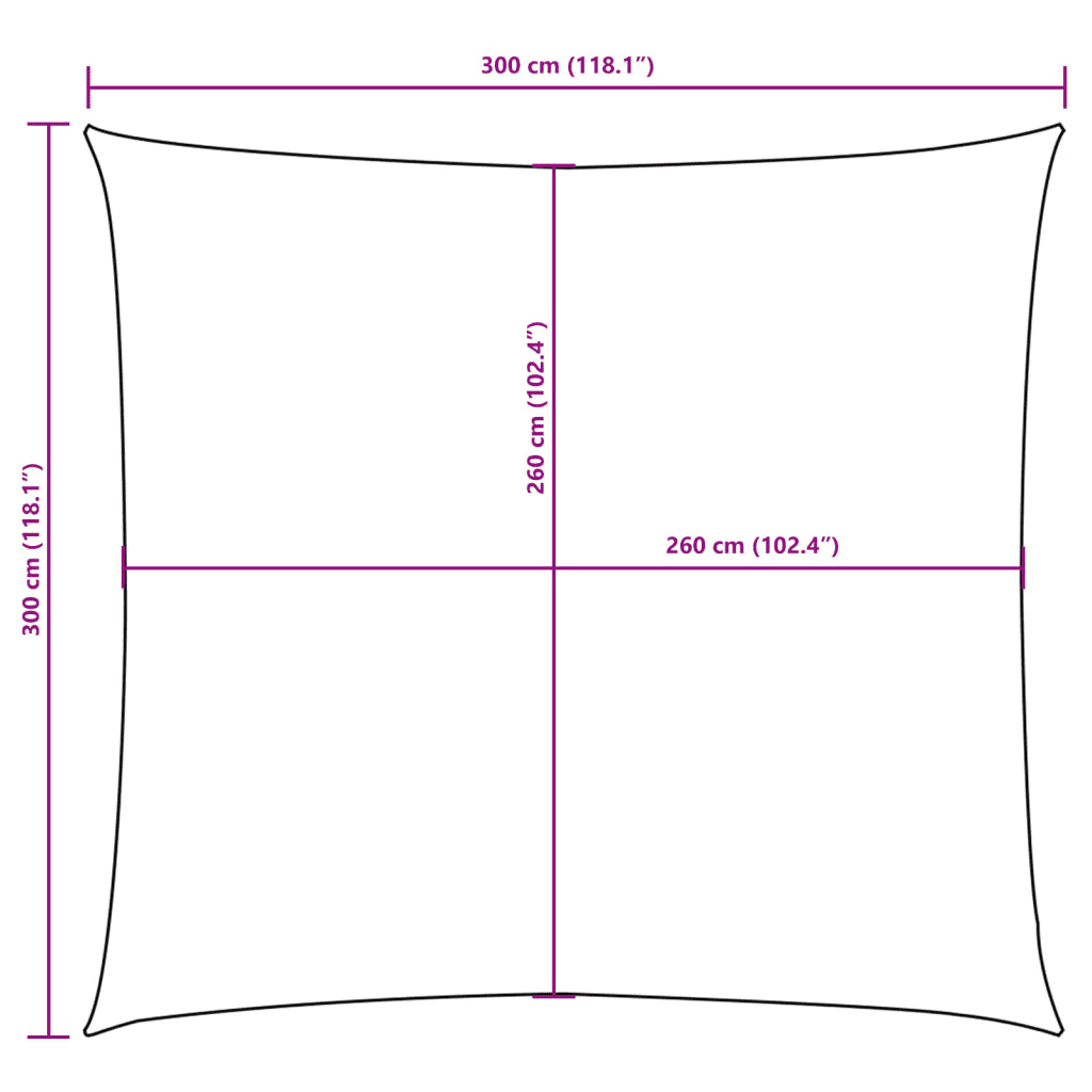 Para-sol vela tecido oxford quadrado 3x3 m