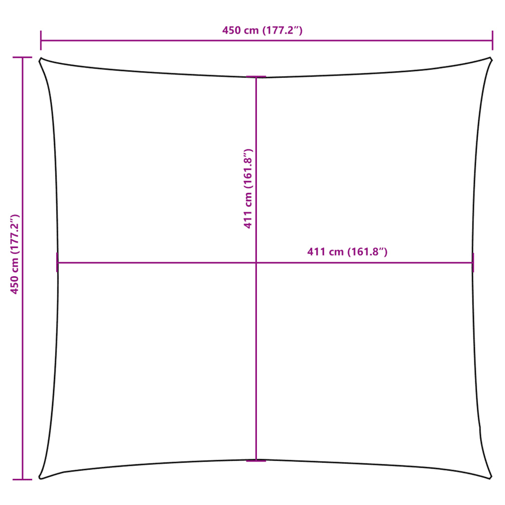Para-sol vela tecido oxford quadrado 4,5x4,5 m cinza-acast.