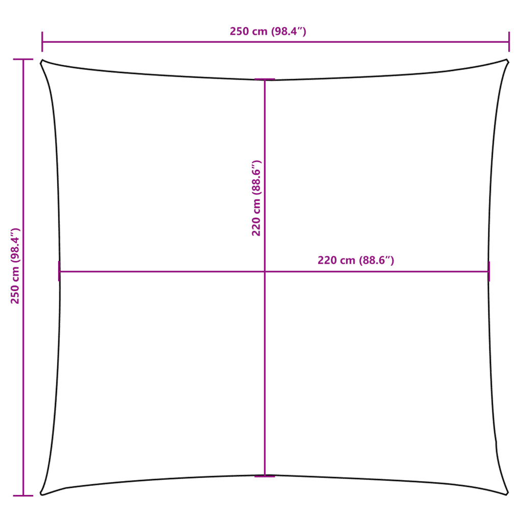 Para-sol vela tecido oxford quadrado 2,5x2,5m -escuro