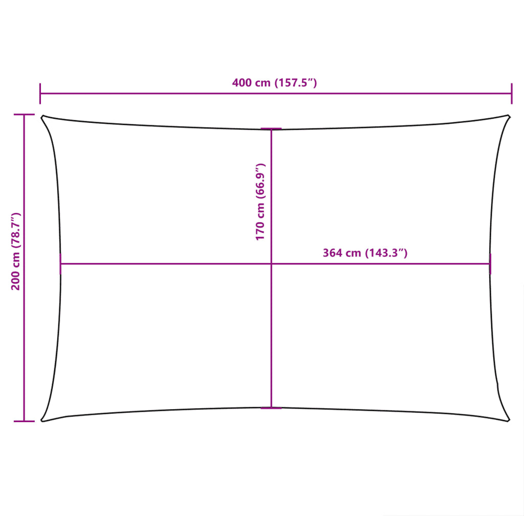 Para-sol estilo vela tecido oxford retangular 2x4m -escuro