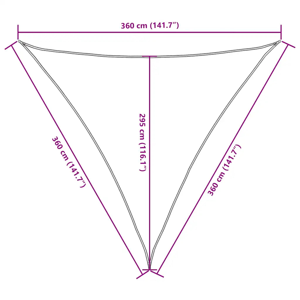 Para-sol vela tecido oxford triangular 3,6x3,6x3,6 m -esc.