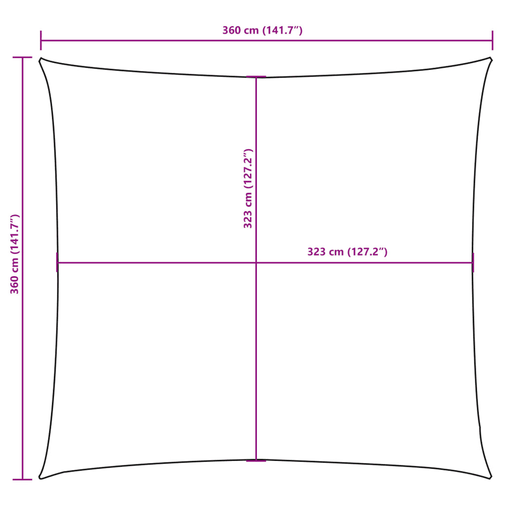 Para-sol estilo vela tecido oxford quadrangular 3,6x3,6 m