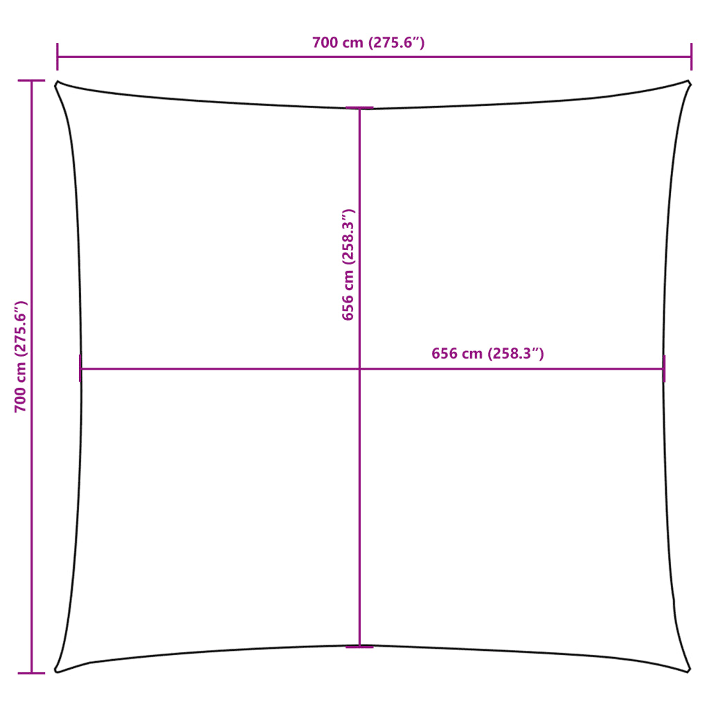 Para-sol estilo vela tecido oxford quadrado 7x7 m