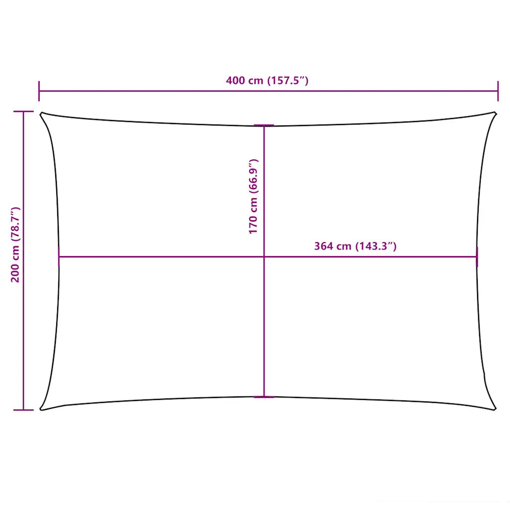 Para-sol estilo vela tecido oxford retangular 2x4 m