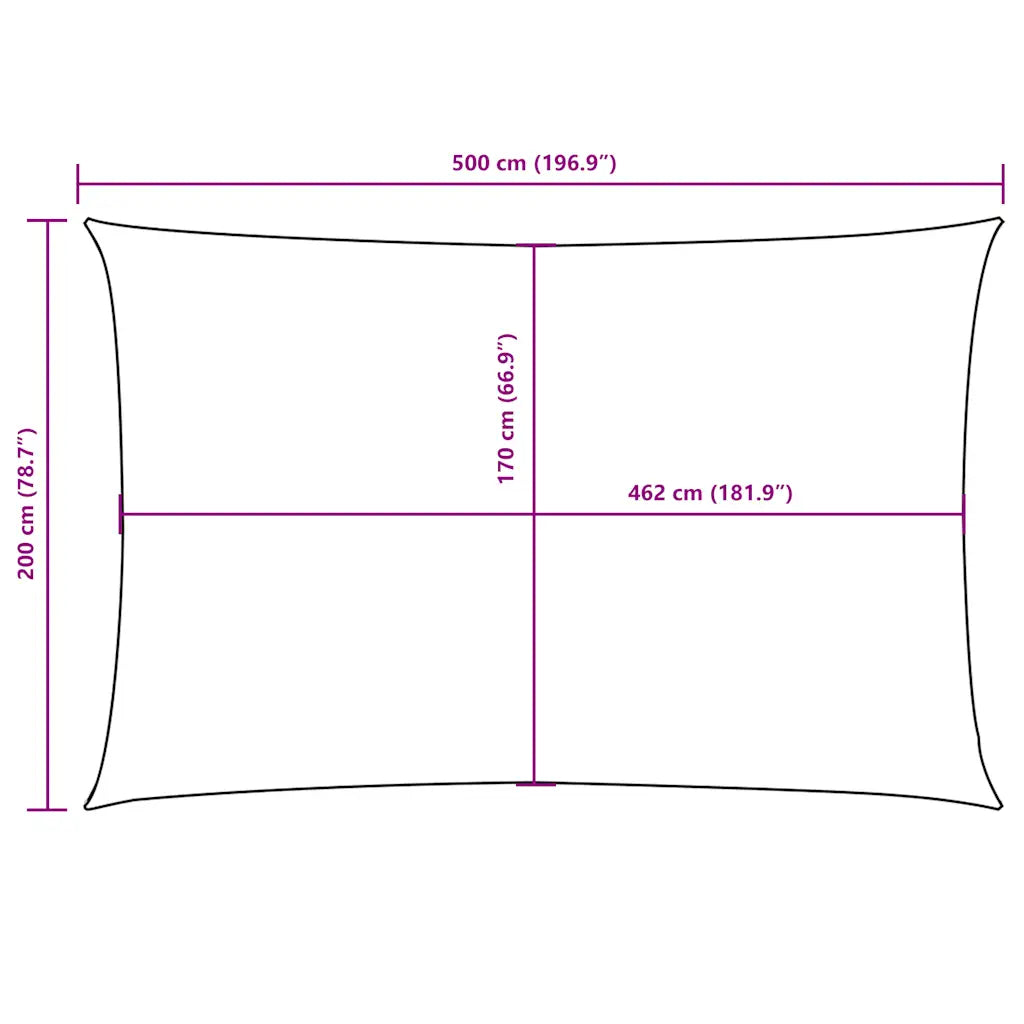 Para-sol estilo vela tecido oxford retangular 2x5 m