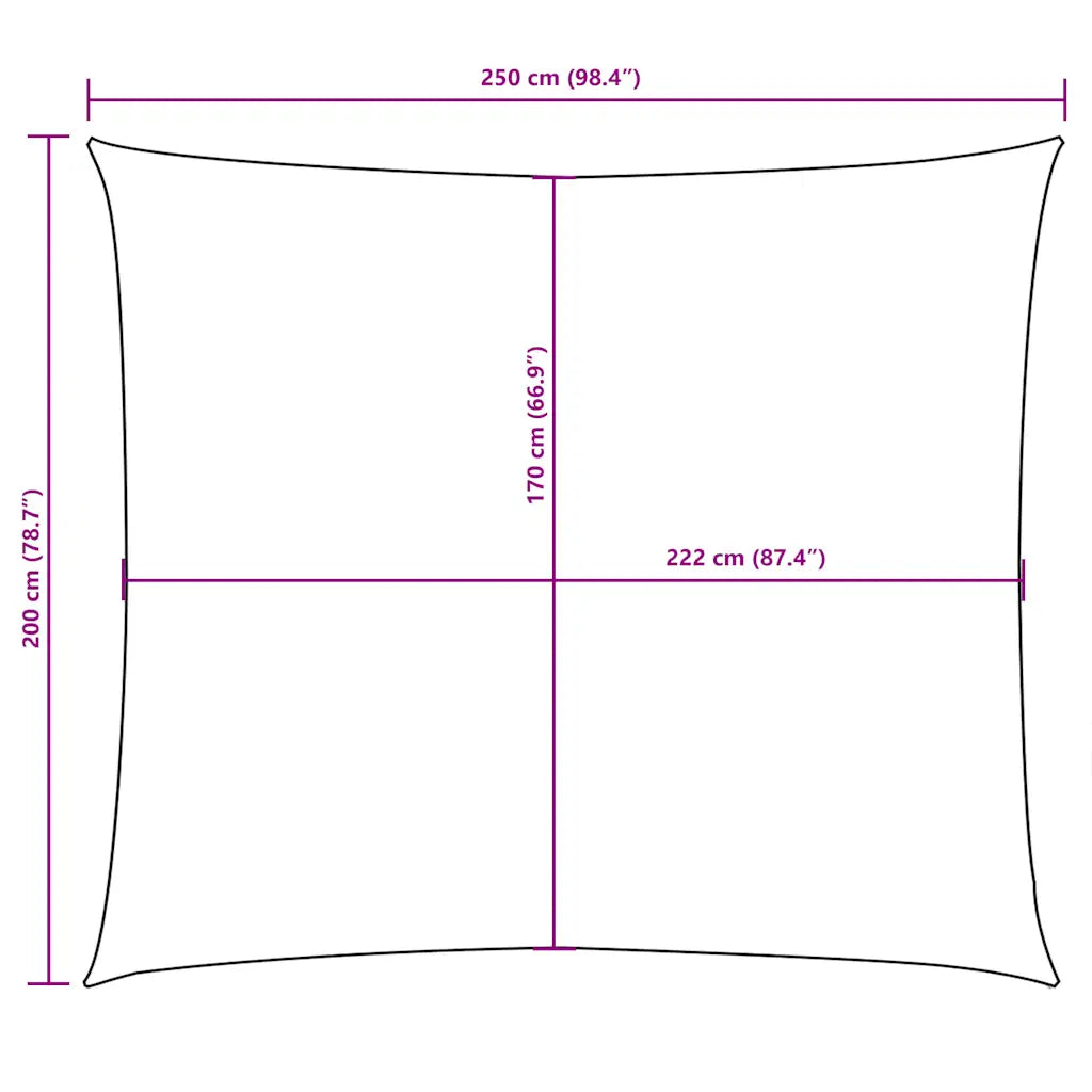 Para-sol estilo vela tecido oxford retangular 2x2,5 m