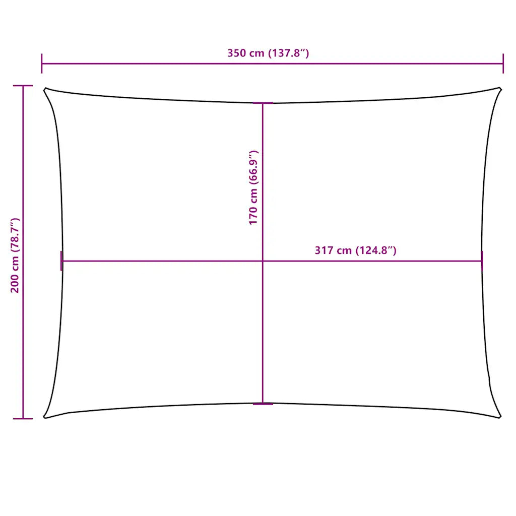 Para-sol estilo vela tecido oxford retangular 2x3,5 m