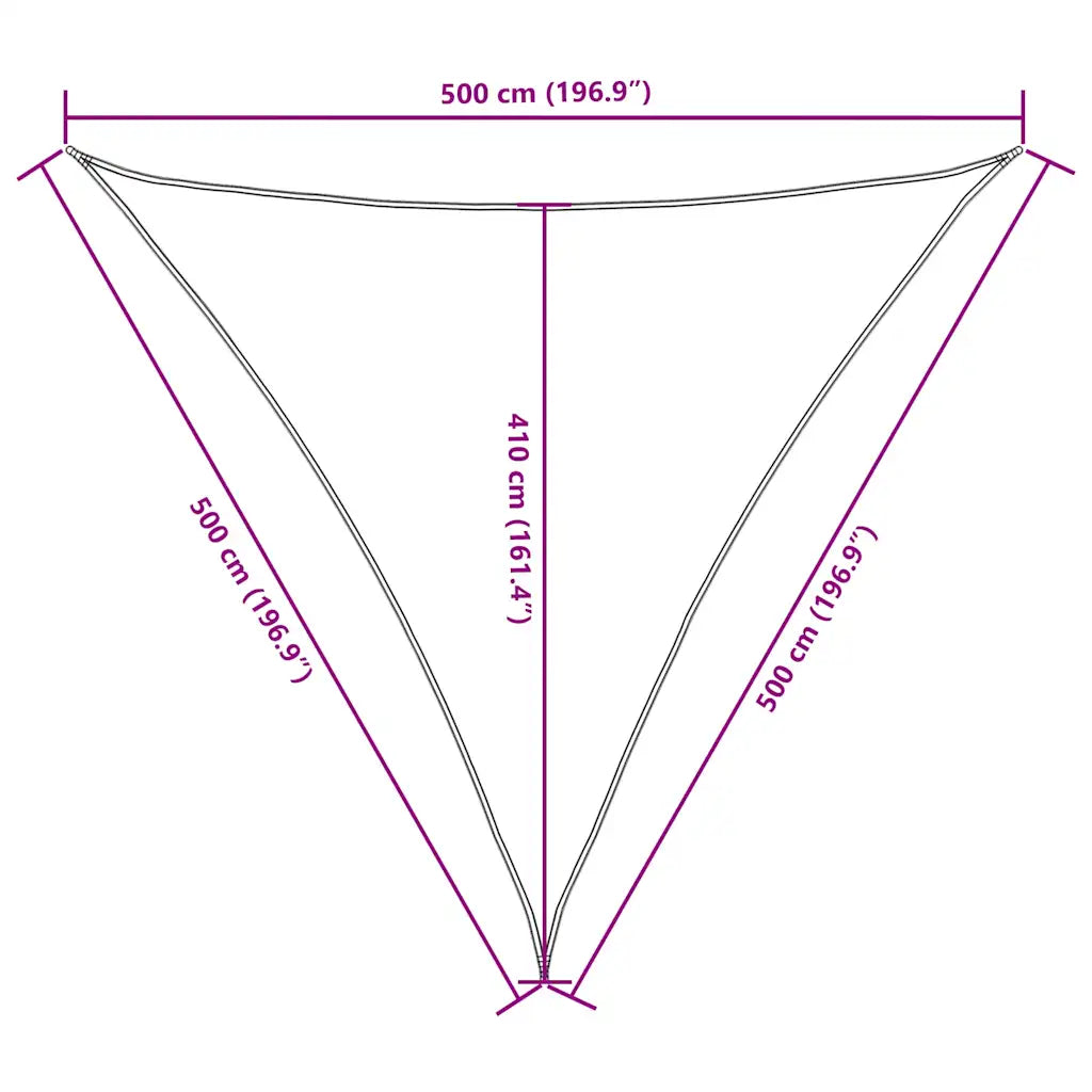Para-sol estilo vela tecido oxford triangular 5x5x5 m