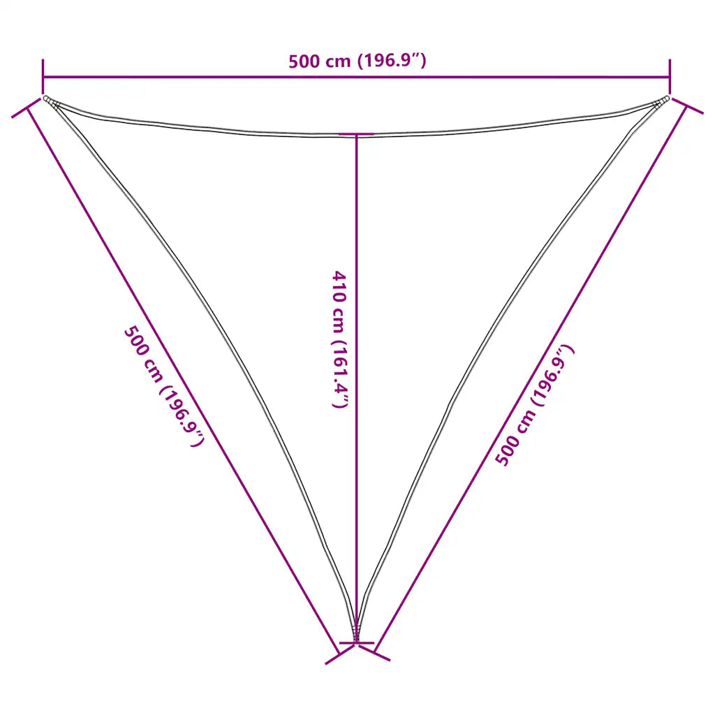 Para-sol estilo vela tecido oxford triangular 5x5x5 m
