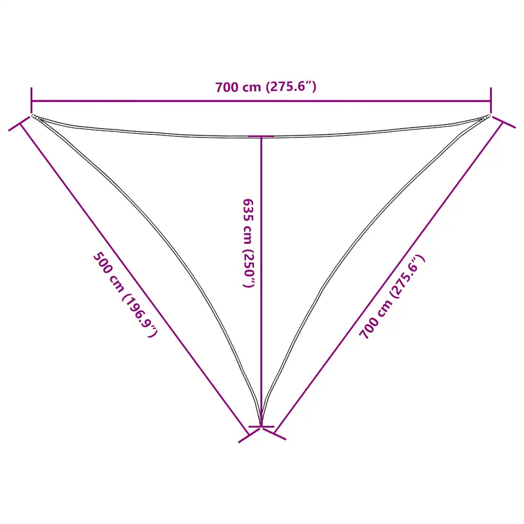 Para-sol estilo vela tecido oxford triangular 5x7x7 m