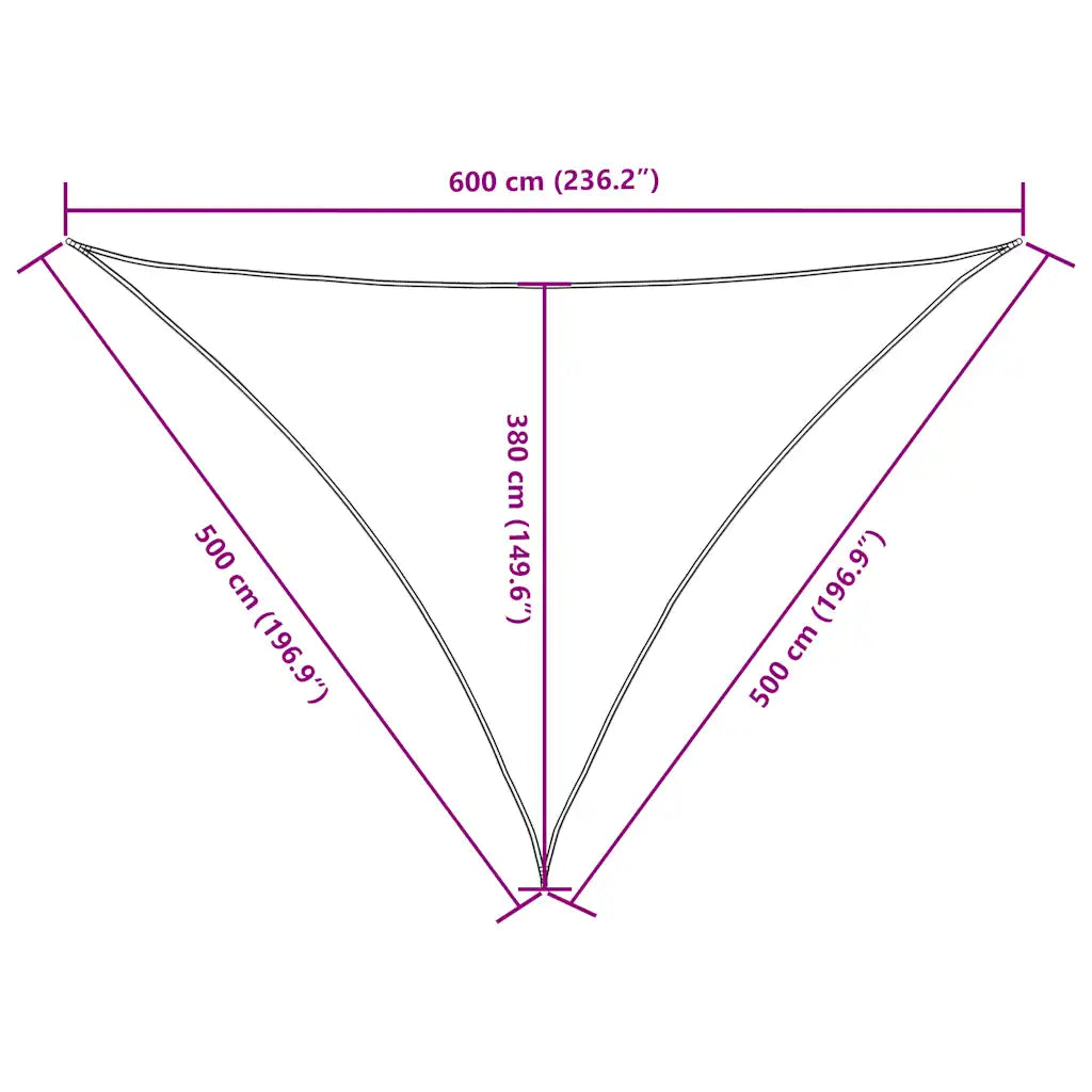 Para-sol estilo vela tecido oxford triangular 5x5x6 m