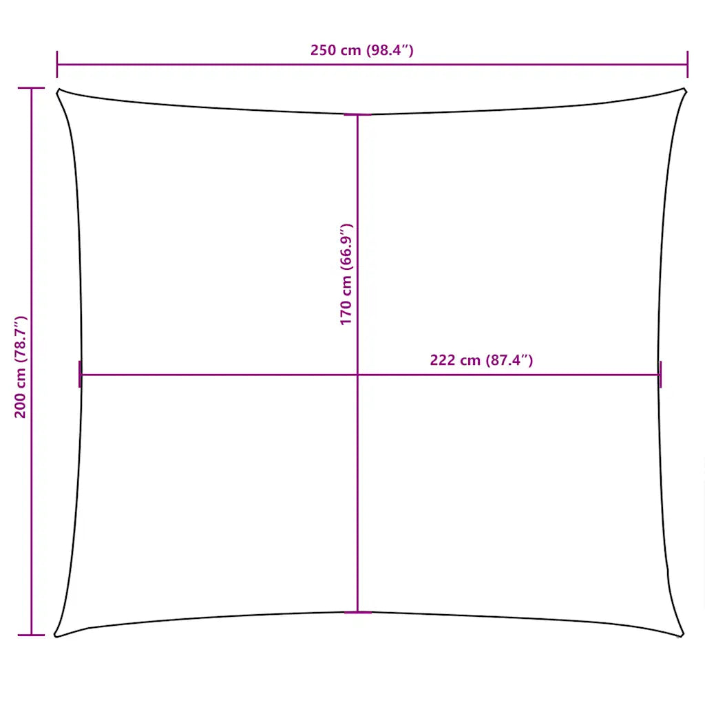 Para-sol estilo vela tecido oxford retangular 2x2,5 m